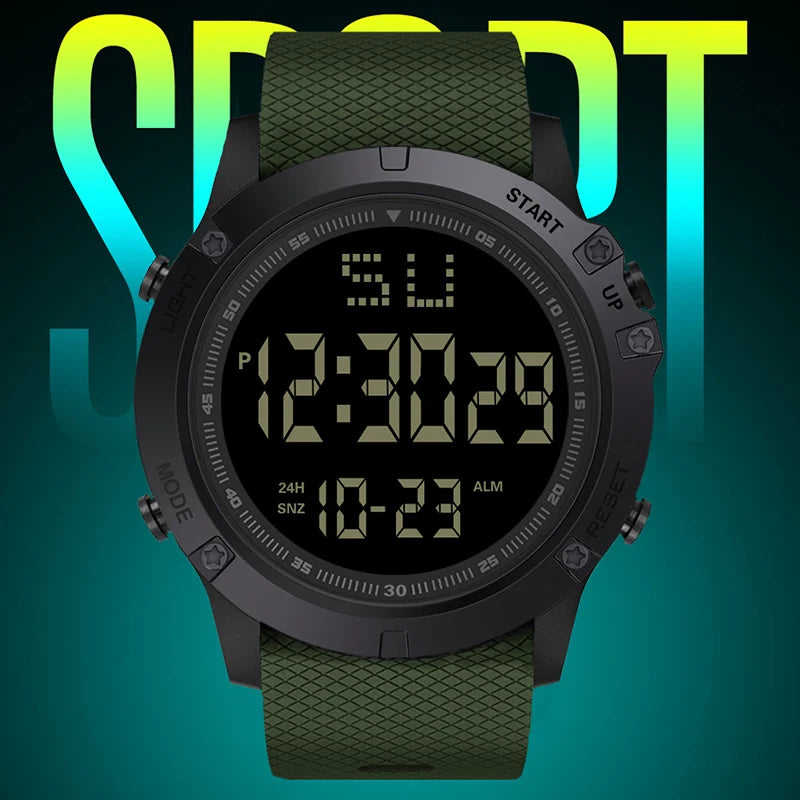 Men Sport Watch Multifunction Military Sports Watch Waterproof Luminous LED Digital Kids Watch Big Dial Student Electronic Watch